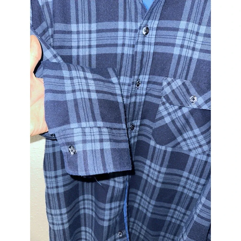 Vtg 80s Sears Fieldmaster Perma-Prest USA Men's Medium Tall Blue Plaid Lined EUC
